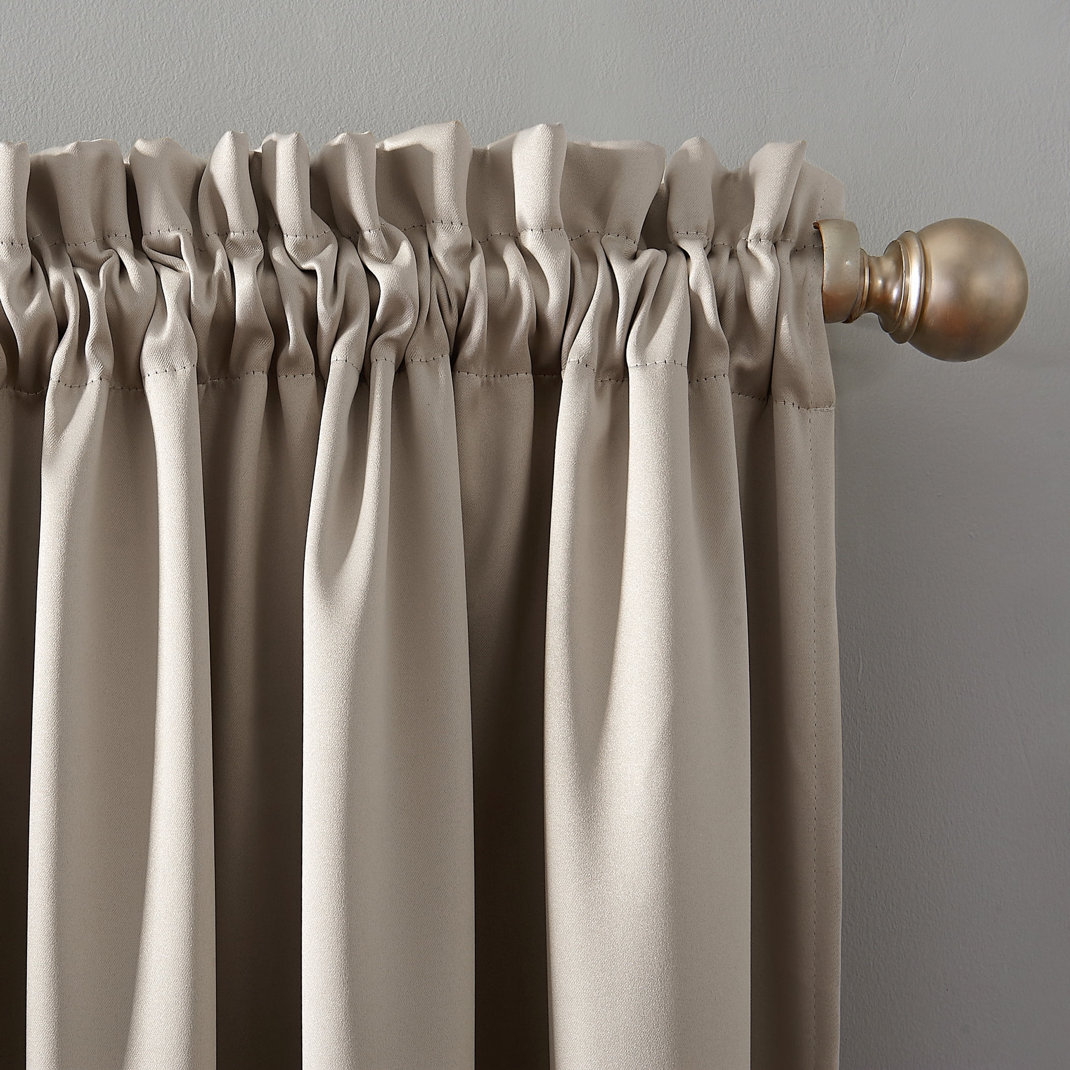 Sun Zero Malmo 1-Piece Theater Grade Extreme 100% Blackout Rod Pocket Curtain Panel, 52"X63", Stone