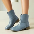 thumbnail image 2 of Ankle Boots Women Thick-Soled Chunky Low Heel Pointy Toe Booties Fashion Casual Warm Comfortable Fall Winter Shoes for Women Light Blue 9, 2 of 8