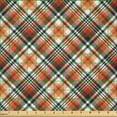 thumbnail image 2 of Ambesonne Orange Plaid Fabric by the Yard Microfiber, Diagonal Look Classic, 5 Yards, Ruby Dark Brown, 2 of 2