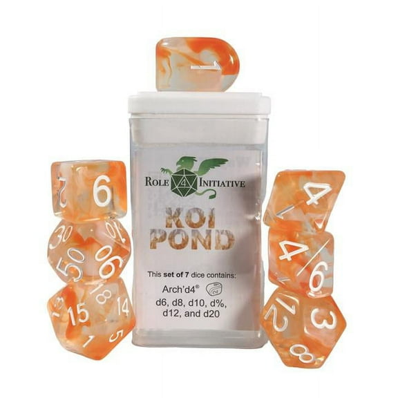 Role 4 Initiative Polyhedral Dice - Koi Pond, Arch'd4 (7) New