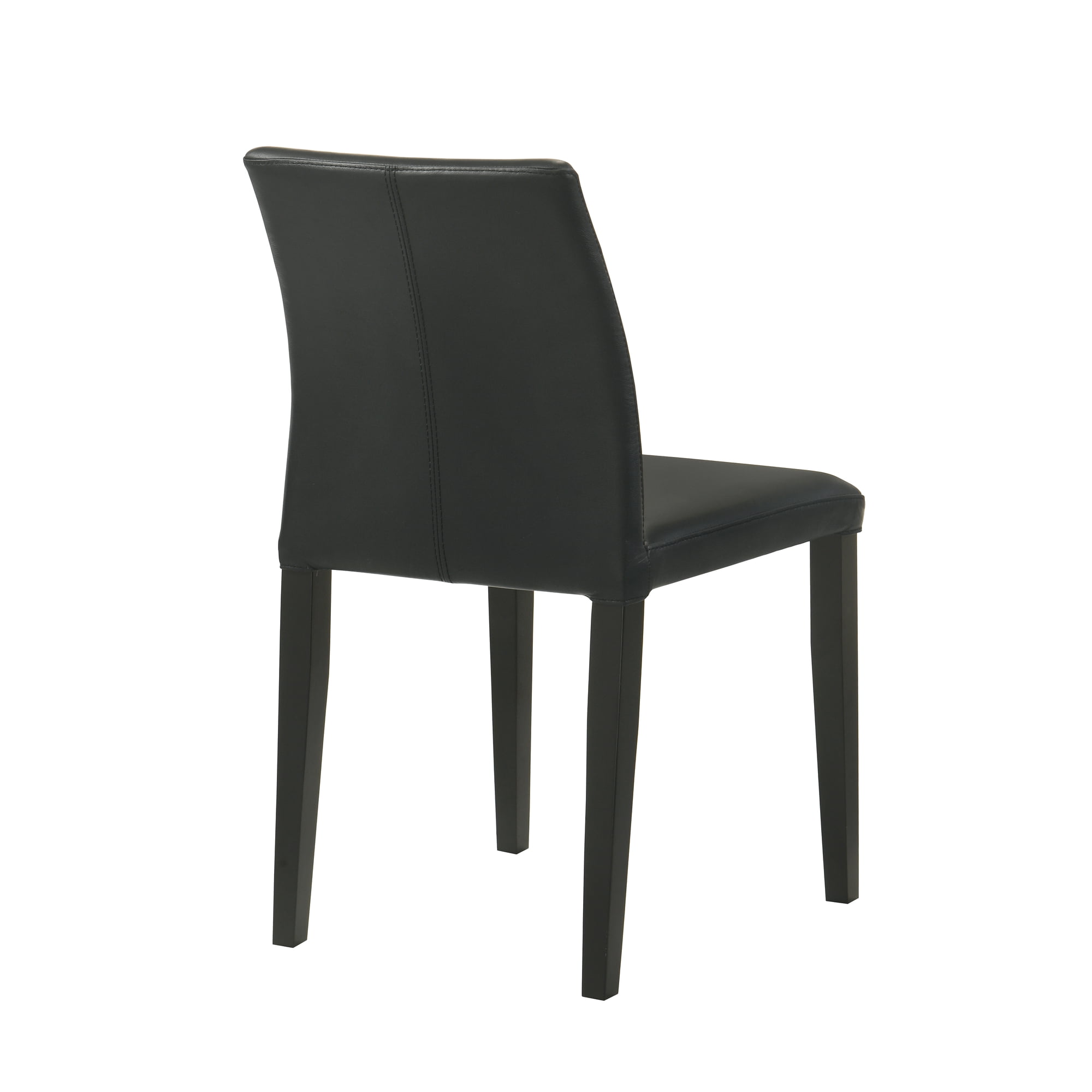 Elyza Full Back Top Grain Leather Upholstered Wood Dining Chairs in Black - Set of 2