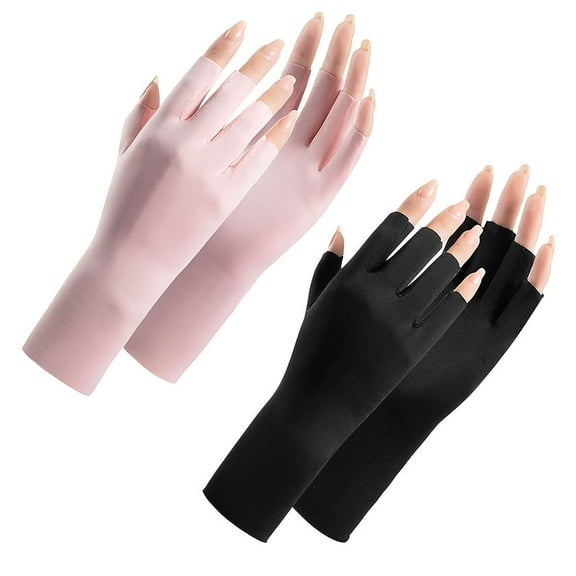 Holzlrgus Women Fingerless Gloves Summer UV Protection Gloves Cool Ice Silk Gloves Sun Block Driving Gloves Unisex