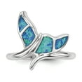 thumbnail image 2 of Bague Queue de Baleine en Argent Sterling 925 Rhodié avec Incrustation Bleue Créée, 2 of 2