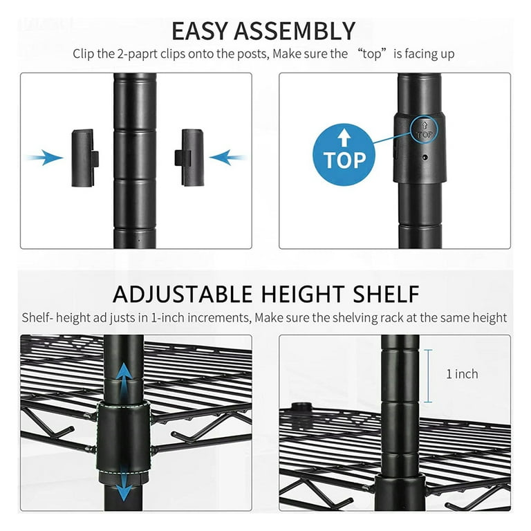 5-Shelf Shelving Unit Multifunction Changeable Assembly Floor Standing Carbon Steel Storage Rack for Kitchen Bathroom Bedroom - Black 5-Shelf Shelving Unit Multifunction Changeable Assembly Floor Standing Carbon Steel Storage Rack for Kitchen Bathroom Bedroom - Black