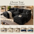 thumbnail image 4 of Toject 107.87" Modular Sectional Sofa U Shaped Cloud Couch, Chenille 4 Seat Deep Seat Sofa with 2 Movable Ottomans for Living Room Bedroom Apartment, Black, 4 of 10