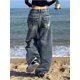 thumbnail image 1 of HOUZHOU-pantalones vaqueros holgados Vintage para mujer, ropa de calle Harajuku, pantalones de mezclilla de gran tamaño, estilo coreano, gyuu, Grunge, Hip Hop, Y2k, 2000s, 1 of 5