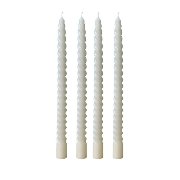 Lksixu 4 Pack Taper Candles Set, 10 inch Paraffin Wax Spiral Taper Candles, Dripless Unscented and Smokeless Dinner Candle Long Burning Tall Candlesticks for Wedding Party and Home