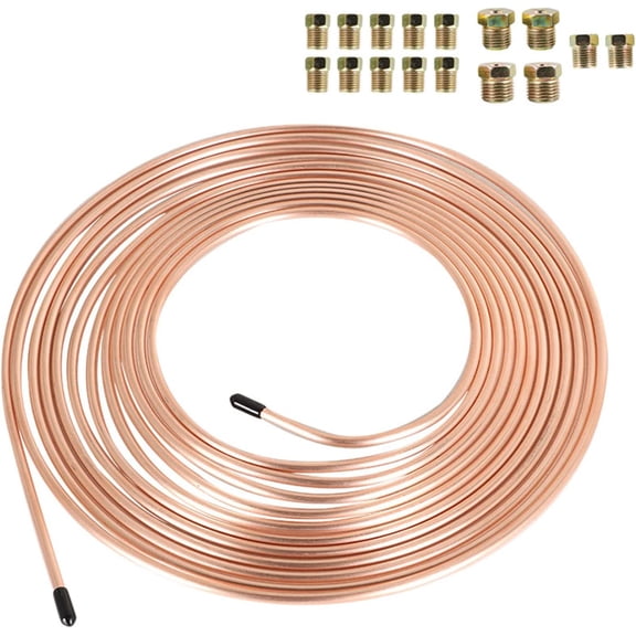 EPOTOOR Brake Line Tubing Kit Copper Nickel 3/16 OD 25 Foot Coil Roll all Size Fittings