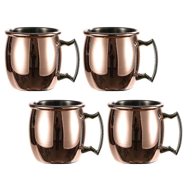 4x Tazas de cobre Moscow Mule, (juego de 4) Tazas de cobre sólido, hechas a mano - 60ml LingWen 8390613788863