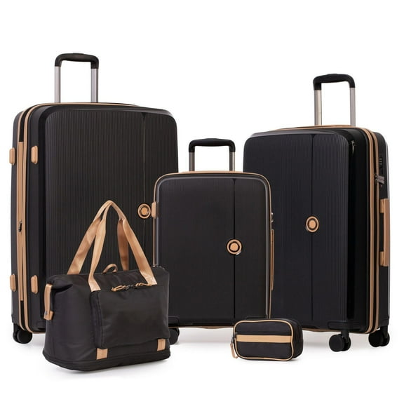 Ensemble de 5 Pièces Valises Rigides: Valise de 28 po, Valise de 24 po, Valise de Cabine de 20 po, Trousse de Toilette et Sac Extensible