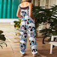 thumbnail image 3 of EANJE Halloween Dressy Jumpsuits for Women Gothic Skull Floral Graphic Women Overall Sleeveless Wide Leg Jumpsuit Loose Straps Rompers Relaxed Bib Overalls Winter Clothing Blue XL, 3 of 6