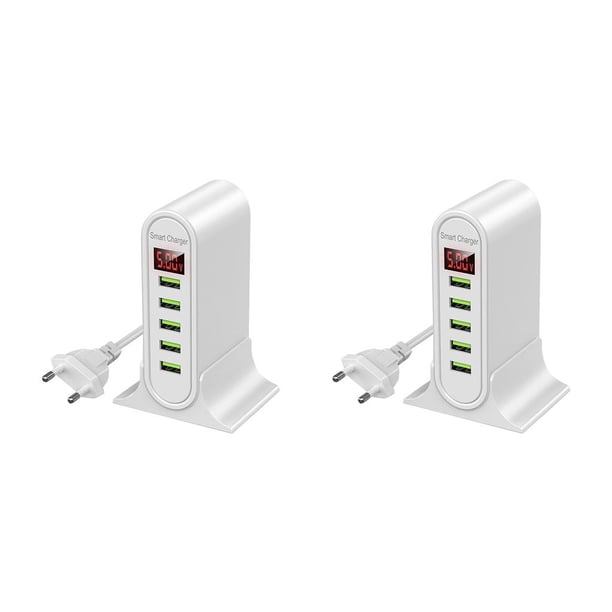 Methold USB de 5 puertos para pantalla LED 5V 4A estación de carga Multi USB Universal teléfono escritorio pared hogar UE EE. Blanco Enchufe de la UE 2piezas