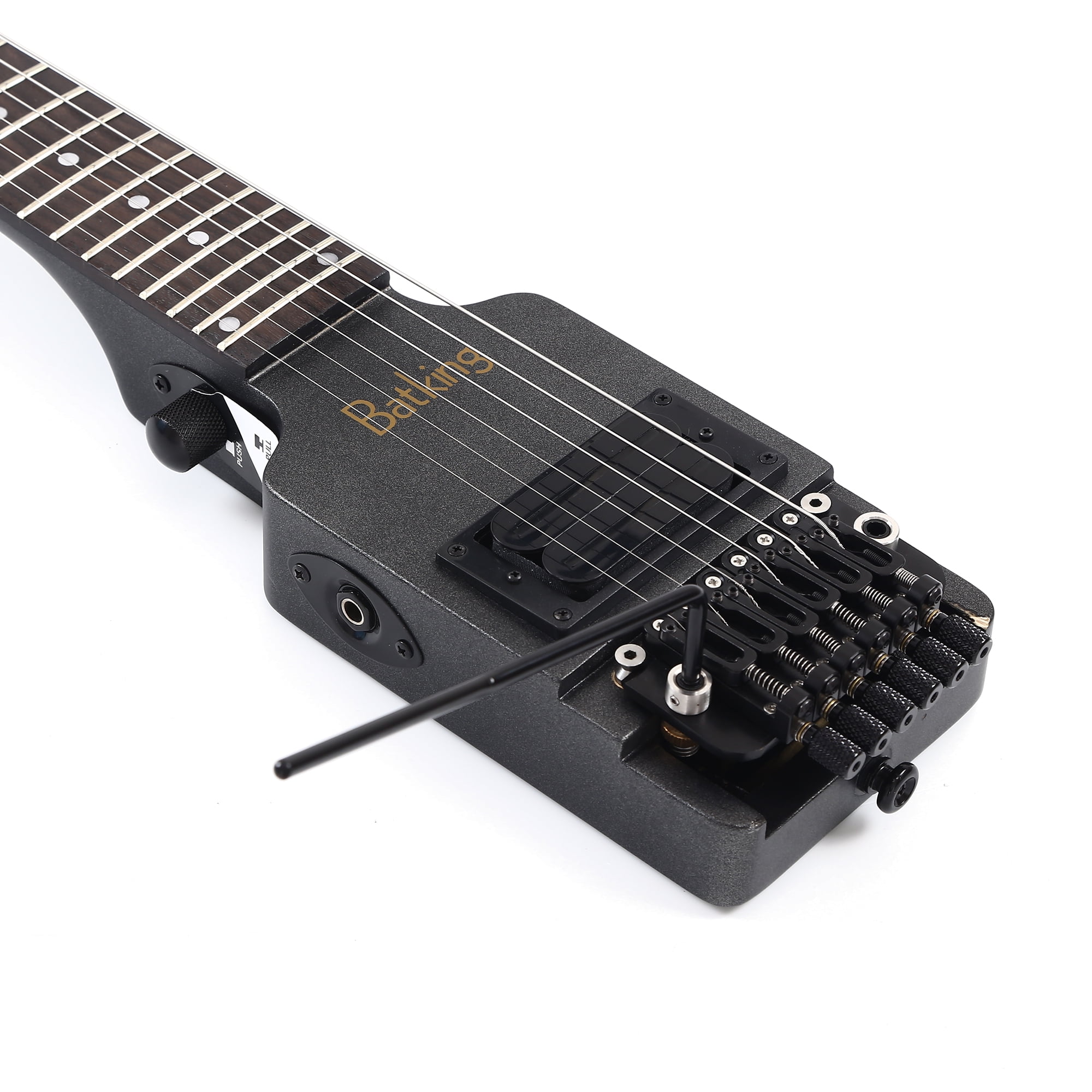 Batking Headless Electric Travel Guitar For Adults 6-String Double Locking Tremolo left handed electric guitar with Gigbag in Black Guitarra Electrica