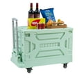 thumbnail image 5 of VECELO Large Foldable Utility Cart, Portable Rolling Crate Handcart with Adjustable Handle, Shopping Trolley Collapsible Tool Box with Lid & Wheels, Green, 5 of 7