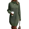 thumbnail image 1 of xiaxaixu Robe Mini d'Automne pour Femmes à Manches Longues Col Roulé Couleur Unie Robe Tricotée Robe Chandail Décontractée, 1 of 7
