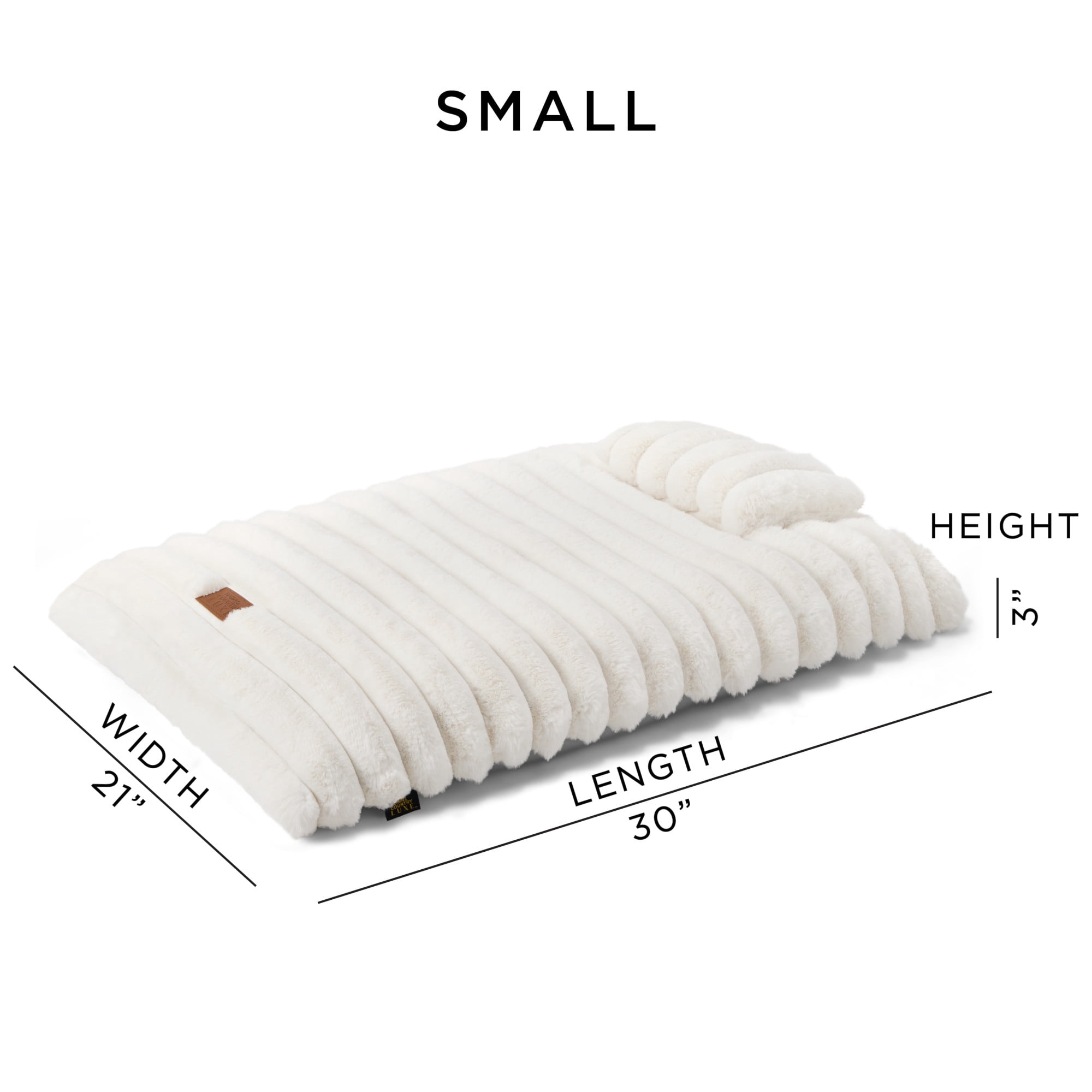 TOWN & COUNTRY LUXE CuddleTown Ribbed Bubble Stripe Pillow Crate Mat Pet Bed, Machine Washable Cover, Soft & Calming, Non-Slip Bottom, Cream, Small 30"x21"x3"