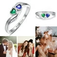 thumbnail image 5 of Personalized Anniversary Love Heart Promise Ring for Women 925 Sterling Silver with 2 Names and 2 Simulated Birthstones, 5 of 5