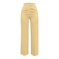 thumbnail image 5 of Telankuip Womens High Waist Wide Leg Dress Work Pants Loose Fit Straight Office Long Pants Lightweight Comfy Business Casual Solid Color Baggy Trousers with Pockets Yellow XL, 5 of 5