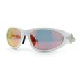 thumbnail image 4 of Y2K Oval Wrap Around Plastic Fancy Metal Arm Sunglasses White - Orange Mirror, 4 of 8