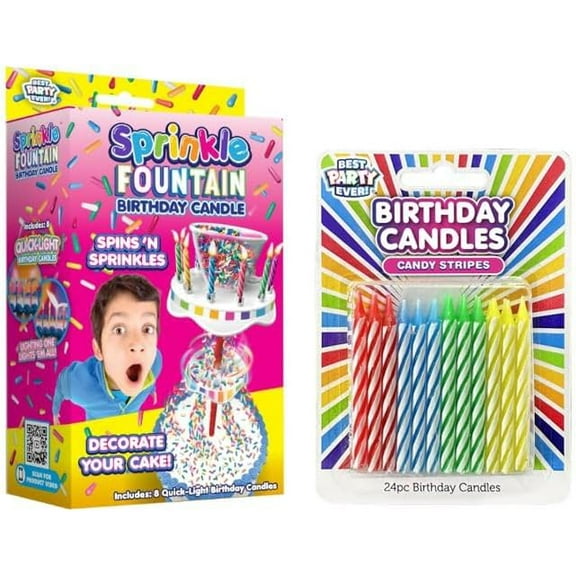 Sprinkle Fountain Birthday Candle with 32 Candles, Reusable Spinning Birth Cay Cakes Topper, Decorate Your Cake in Sprinkles$$Home Decor, Kitchen, & Other