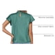 thumbnail image 4 of Blusa de Mujer PRETTYGARDEN de Satén con Volantes y Manga Corta Verde Aqua XXL, 4 of 6