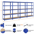thumbnail image 2 of Topeakmart 4 Pieces of 5 Tiers Adjustable Metal Storage Shelving Stand, Blue, 2 of 7