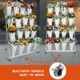 thumbnail image 5 of Flower Cart with 16 White Classic Pots, 4-Tier Reinforced Iron Plant Stand, Matte Baking Paint, Wheeled White Garden Cart, 39x26x59 Inch, Conservatory, Sunroom, Retail Store​, 5 of 8