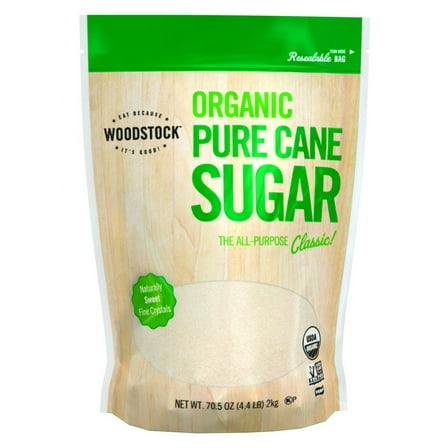 Woodstock Sugar, Organic, Pure Cane, Granulated, 4.40-Pound (Pack of 5)