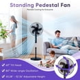 thumbnail image 6 of Sweetcrispy 16" Pedestal Fan with Remote, 3-Speed, 80° Oscillating, Height Adjustable, 15H Timer, Quiet Energy-Efficient, Black, 6 of 7