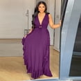 thumbnail image 2 of AURA Plus Size Off Shoulder Maxi Dress High Waist Cutout Sleeveless Summer Vacation Dress, 2 of 6