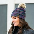 thumbnail image 2 of CC Trending 4-Tone Beanie w/ Tan Pom, 2 of 8