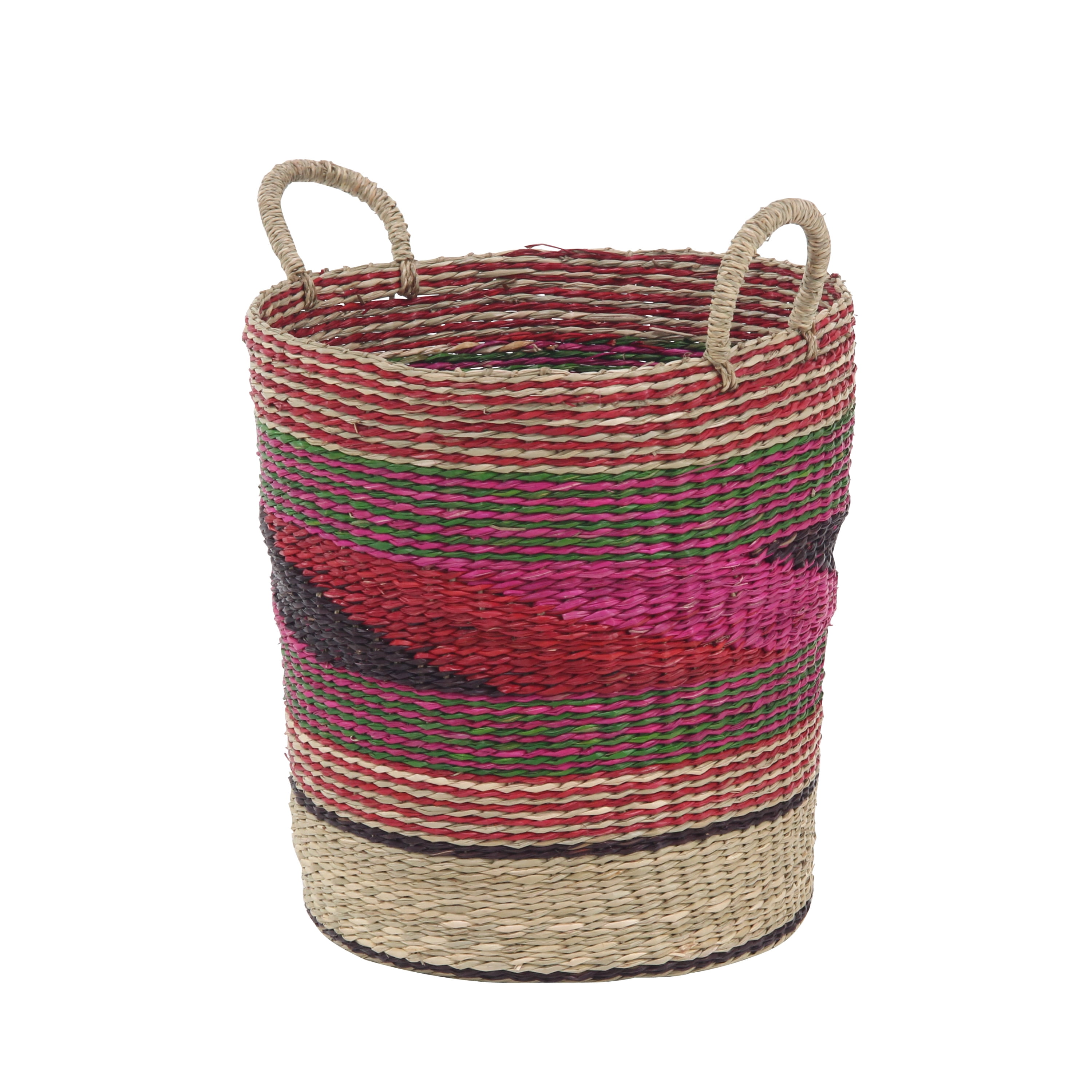 DecMode 15", 17", 20" Pink Sea Grass Eclectic Storage Basket, 3 - Pieces
