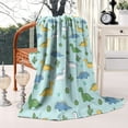 thumbnail image 2 of LightBlue Cartoon Dinosaurs Cacti Pattern Blanket,Comfortable Soft Flannel Throw Blanket,All Season,Warm Lightweight Blankets for Sofa Bed Couch Living Room Chair,60"x80", 2 of 4