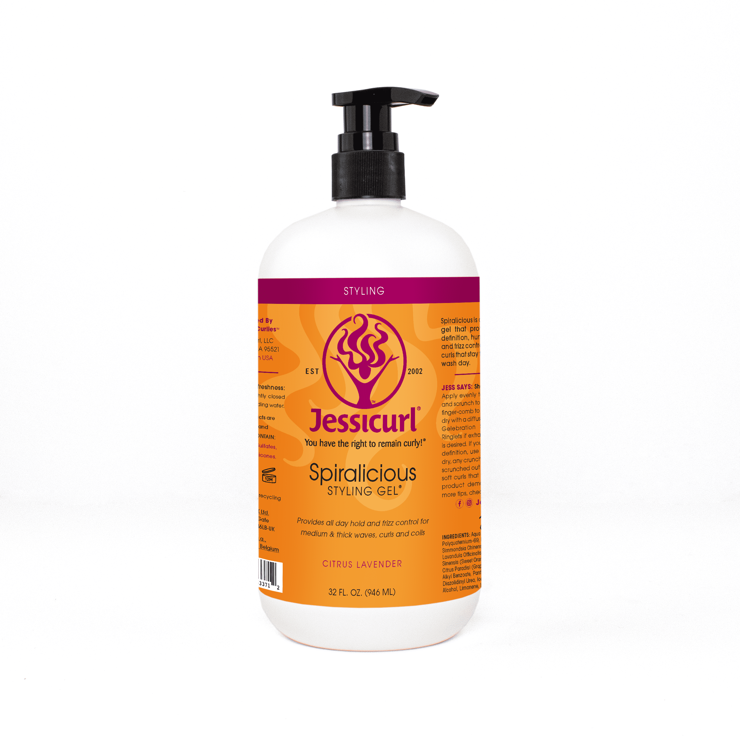 Jessicurl Spiralicious Styling Gel, Citrus Lavender 32 fl oz. Provides