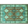 thumbnail image 1 of Ahgly Company Machine Washable Indoor Rectangle Geometric Turquoise Blue Traditional Area Rugs, 8' x 10', 1 of 4