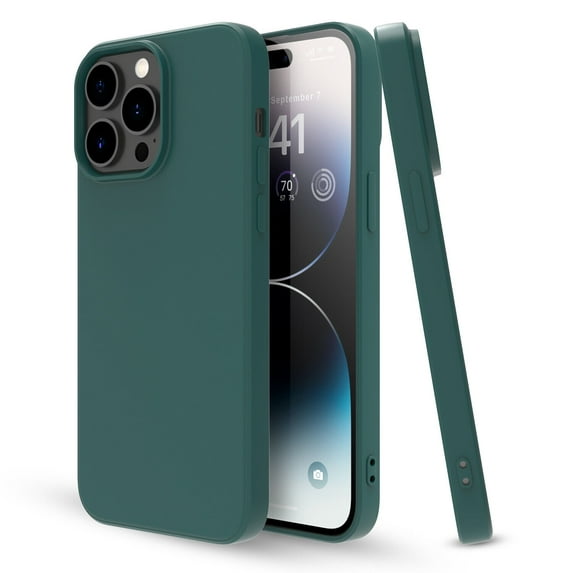 Shockproof Cover for iPhone 14 Plus, Full Body Protective Covered Soft Gel Rubber Slim Liquid Silicone Case, 6.7 inch, Green