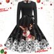 thumbnail image 1 of Vestidos de Dama Vestido de Mujer de Corte A Vestido de Navidad de Manga Larga Con Cuello Redondo y Lazo Vestido de Falda de Fiesta de Cintura Elegante, 1 of 3