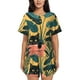 thumbnail image 1 of Fotbe Cat Hiding In Potted Plants Conjunto de Pijama Estampado para Mujer, 2 Piezas, Ropa de Dormir con Camiseta de Manga Corta y Shorts Suaves-X-Large, 1 of 6