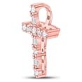thumbnail image 2 of Diamond Queen 14kt Rose Gold Womens Baguette Round Diamond Cross Pendant 1/4 Cttw, 2 of 2