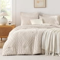 thumbnail image 3 of Burnt Orange Full Comforter Sets, Boho Terracotta Soft Warm Bedding Comforter Sets for Full Bed, 3 Pieces Rust Chevron Tufted Aesthetic Polyester Lightweight Comforter Set, 3 of 8