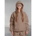 thumbnail image 4 of Women Hoodies with Eye Mask Oversized Long Sleeve Comfy Casual Basic Pullover Sweatshirts Fall Outfits Y2K Clothes Camel Color 4XL, 4 of 8