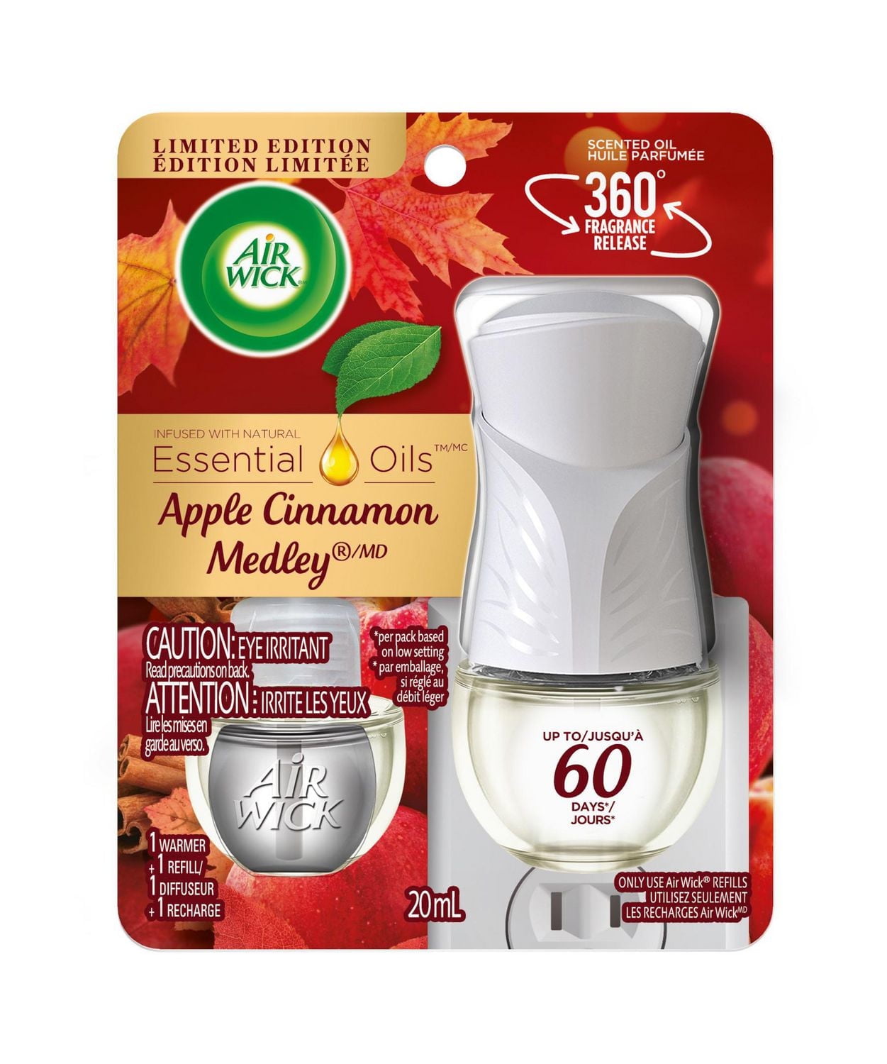 Air Wick Scented Oil Kit Apple Blossom and Cotton, 1 Warmer + 1 Refill