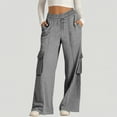 thumbnail image 2 of Hxshgdsn High Waist Sweatpants For Women With Multi Pockets Wide Leg Cargo Pants Running Workpant Dark Gray 2Xl, 2 of 7