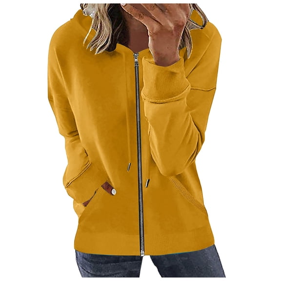 Rrunsv Women's Full-Zip Polar Fleece Jacket Womens Jackets Trendy Warm Sweaters Yellow,2XL