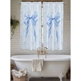 thumbnail image 4 of Cute Bow Bathroom Window Curtain, Blue Bowknot Minimalist Solid Color Light Filtering Coffee Kitchen Curtains, Bedroom Living Room Curtains 2 Panel 84"x63", 4 of 6