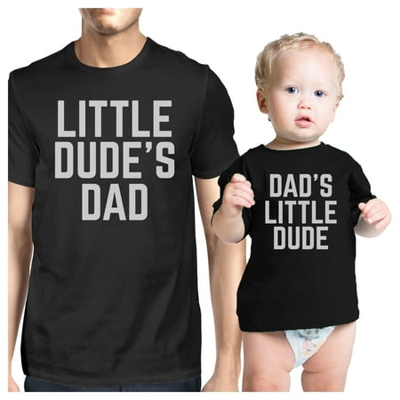 

Little Dude Black Matching Graphic T-Shirts For Dad and Baby Boy