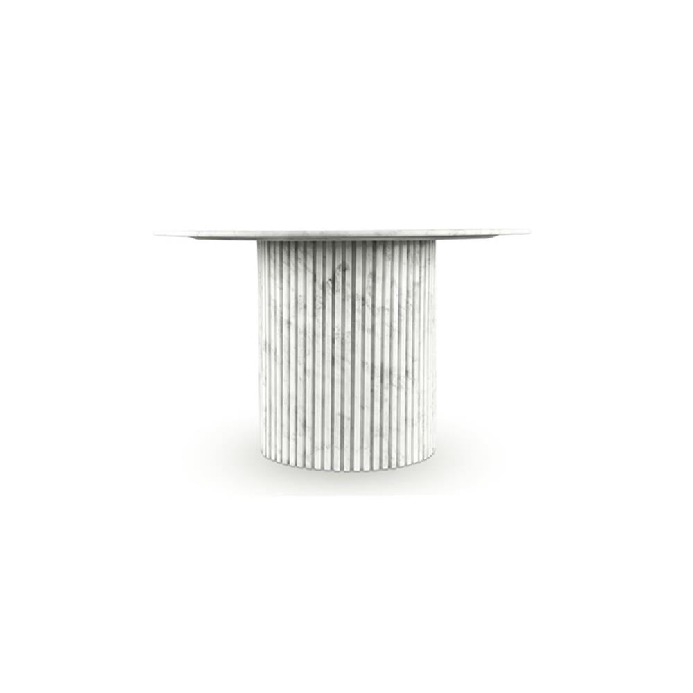 Maklaine Modern / Contemporary White Finish Marble Dining Table