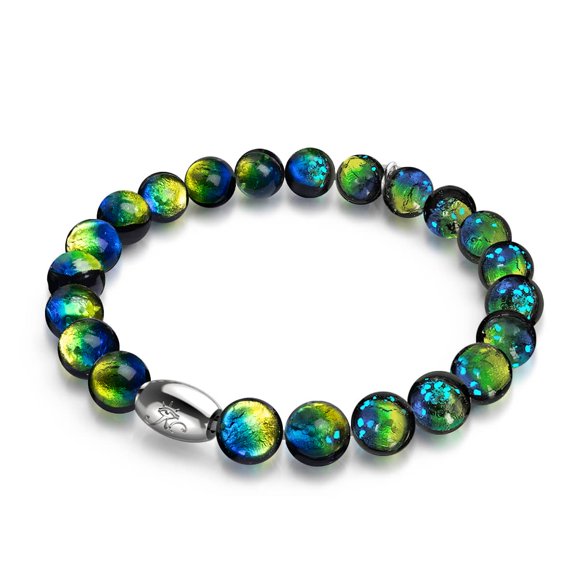 Turquoise Horizon.925 Argent Sterling Bracelet en Verre Lunaire