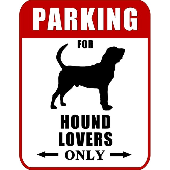 Parking for Hound Lovers Only (Red Ver.) 9" W x 11.5" H Laminated Dog Sign