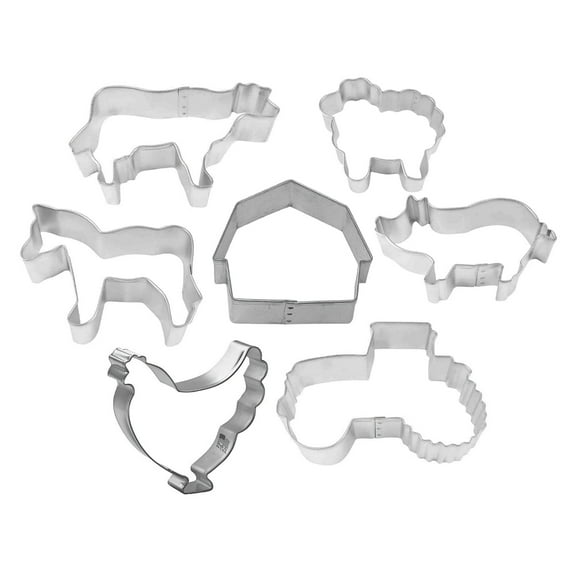 Farm 7 Piece Cookie Cutter Set - Barn, Cow, Pig, Tractor, Horse Cookie Cutters - The Cookie Cutter Shop - Tin Plate Steel
